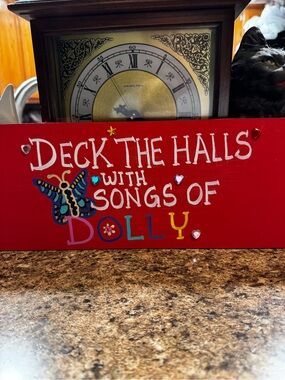 Deck The Halls With Songs of Dolly Red Holiday Wall Sign